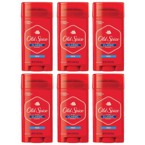 Old Spice Aluminum Free Deodorant for Men Classic Fresh Stick, Robust Greens Scent, 3.25 Oz (Pack of 6)