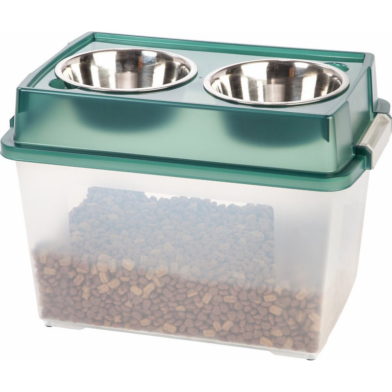 IRIS USA, Inc. IRIS Large Elevated Feeder with Airtight Storage, Green