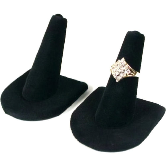 2 Black Velvet Ring Finger Jewelry Holder Showcase Display Stands