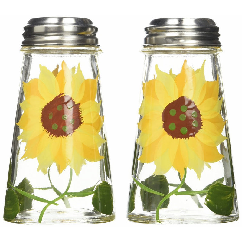 Grant Howard Hand Painted Tapered Salt and Pepper Shaker Set, Sunflowers, Yellow