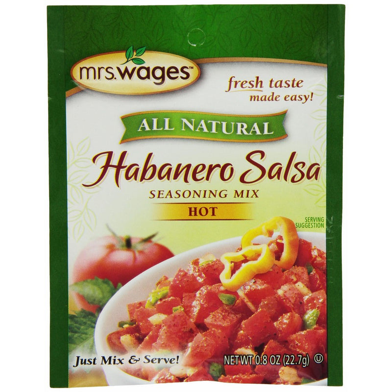 Mrs. Wages Habanero Salsa Mix, 0.8-Ounce Pouches (Pack of 12)