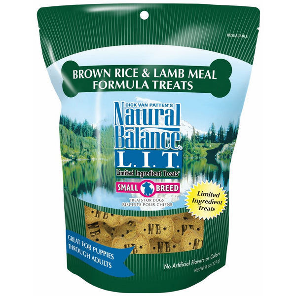 Natural Balance L.I.T. Limited Ingredient Dog Treats, Small Breed, Brown Rice & Lamb Meal Formula, 8-Ounce