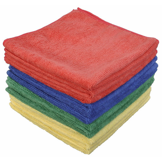 CleanAide Eurow Microfiber Commercial Fast Dry Towels 16 x 16 300 GSM 12-pack 4 colors