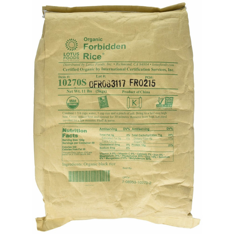 Lotus Foods Organic Forbidden Rice, 11-Pound Bag