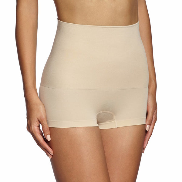 Flexees Maidenform Women's Shapewear Seamless Hi-Waist Boyshort, Latte Lift, Large