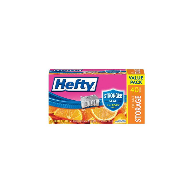 Hefty OneZip Storage Bags, Quart, Value Pack, 40 Count (Pack of 3) 120 Bags Total