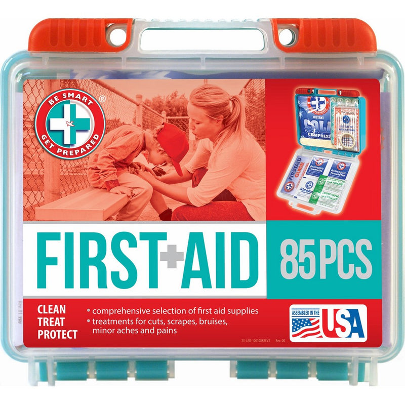 Be Smart Get Prepared 85 Piece First Aid Kit In Durable Plastic Case, Compact, 0.69 Pound