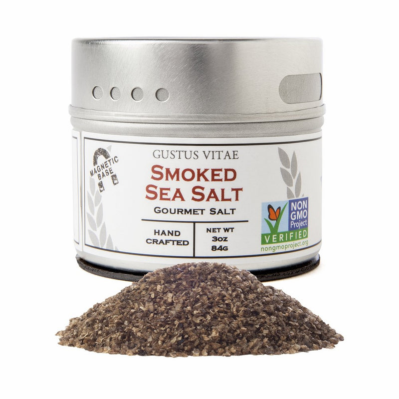 Natural Smoked Sea Salt | Non GMO Verified | Magnetic Tin | Finishing Salt | 3.0oz | Crafted In Small Batches By Gustus Vitae | #24