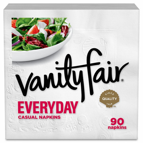 Vanity Fair Everyday Napkins, 1080 Count, White Paper Napkins, 12 Packs of 90 Napkins