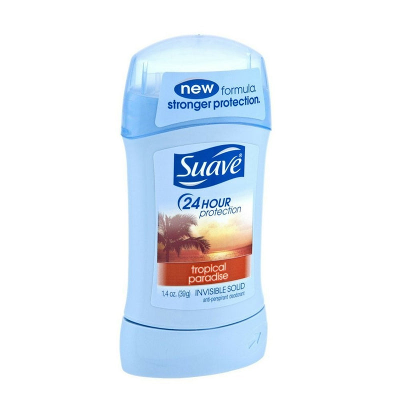 Suave Deodorant 1.4 Ounce 24Hr Tropical Paradise Invisible Solid (41ml) (2 Pack)