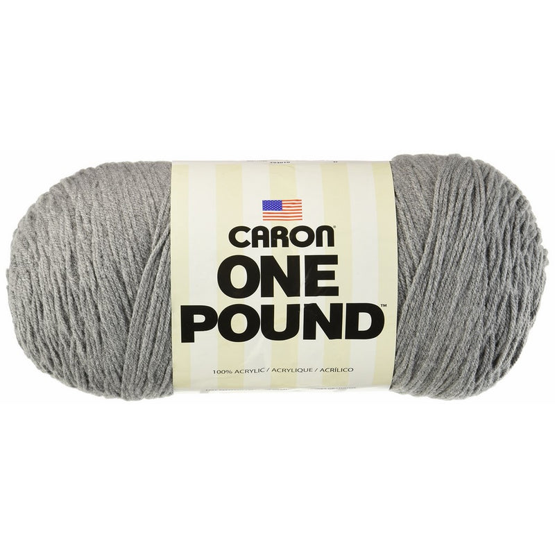 Caron One Pound Solids Yarn - (4) Medium Gauge 100% Acrylic - 16 oz - Medium Grey Mix- For Crochet, Knitting & Crafting