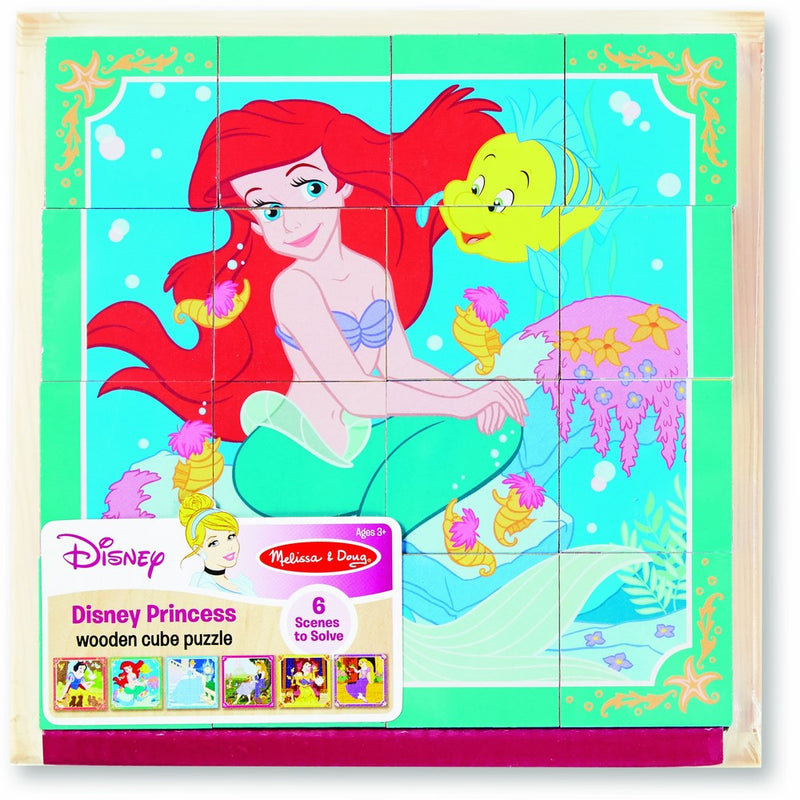 Melissa & Doug Disney Princess Wooden Cube Puzzle With Storage Tray - 6 Puzzles in 1