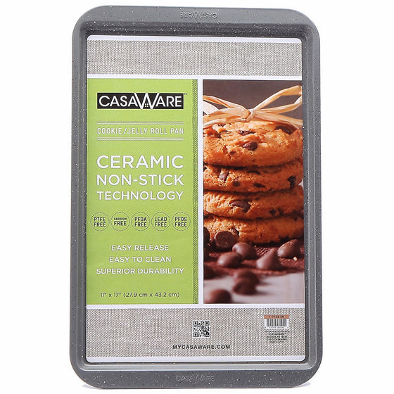 CasaWare Ceramic Coated NonStick Cookie/Jelly Roll Pan 11"x17" (Silver Granite)