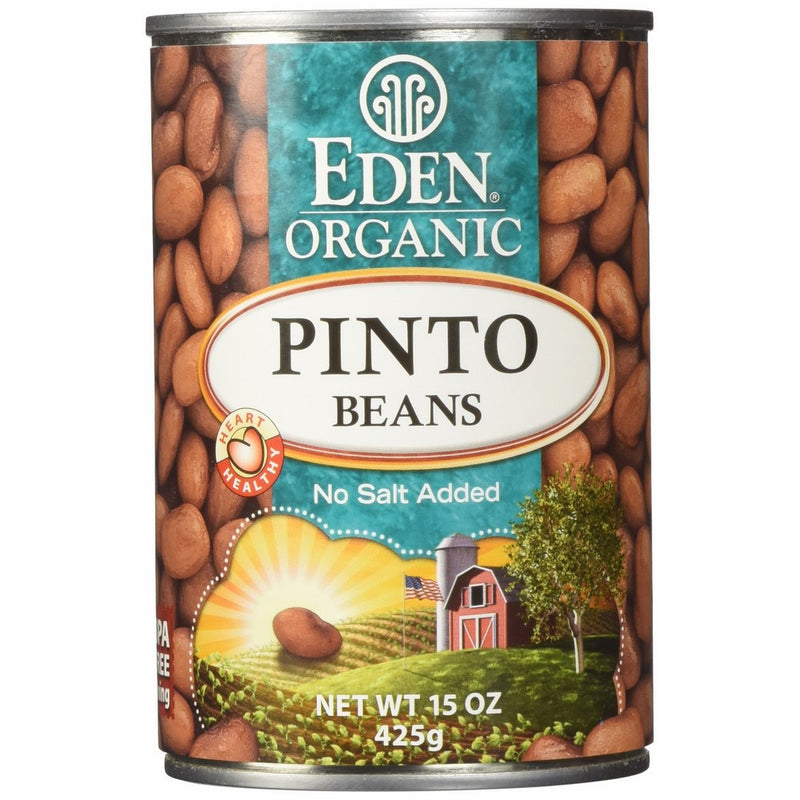 Eden Organic Pinto Beans, No Salt Added, 15-Ounce Cans (Pack of 12)
