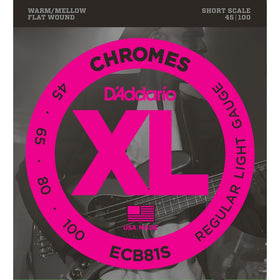 D'Addario ECB81S Chromes Bass Guitar Strings, Light, 45-100, Short Scale