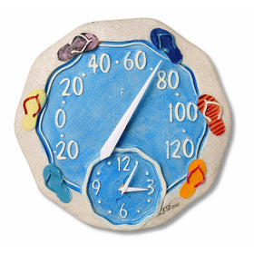 Springfield 12" Sandals Poly Resin Thermometer with Clock