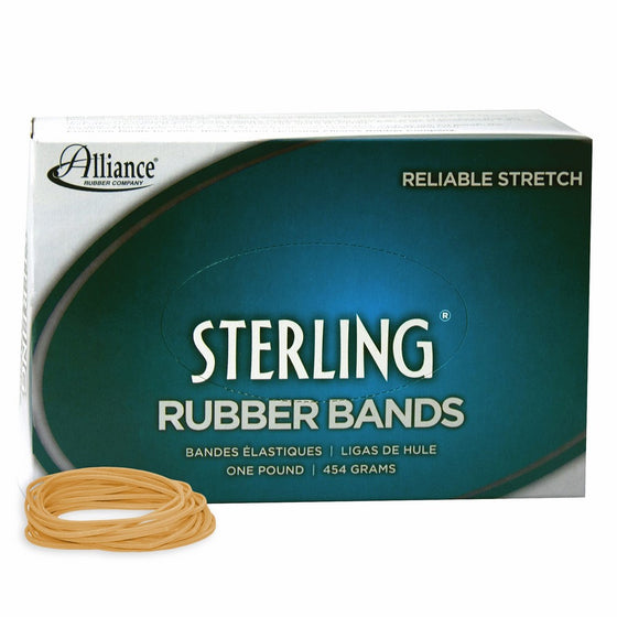 Alliance Rubber 24185 Sterling Rubber Bands Size #18, 1 lb Box Contains Approx. 1900 Bands (3" x 1/16", Natural Crepe)