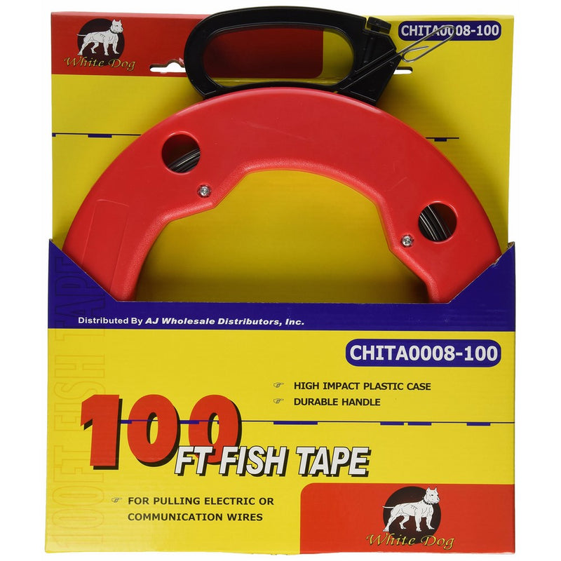 100 FT Fish Tape with High Impact Case for Electric or Communication Wire Puller