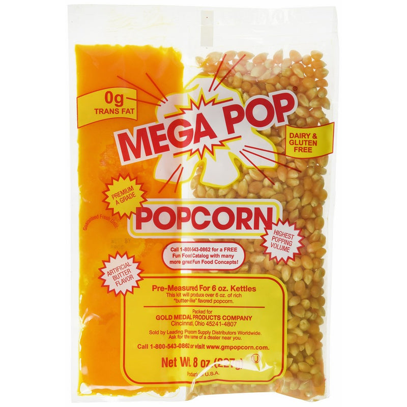 Gold Medal Popcorn Kit Coconut, 8oz kit for 6 Oz popper, 36 count