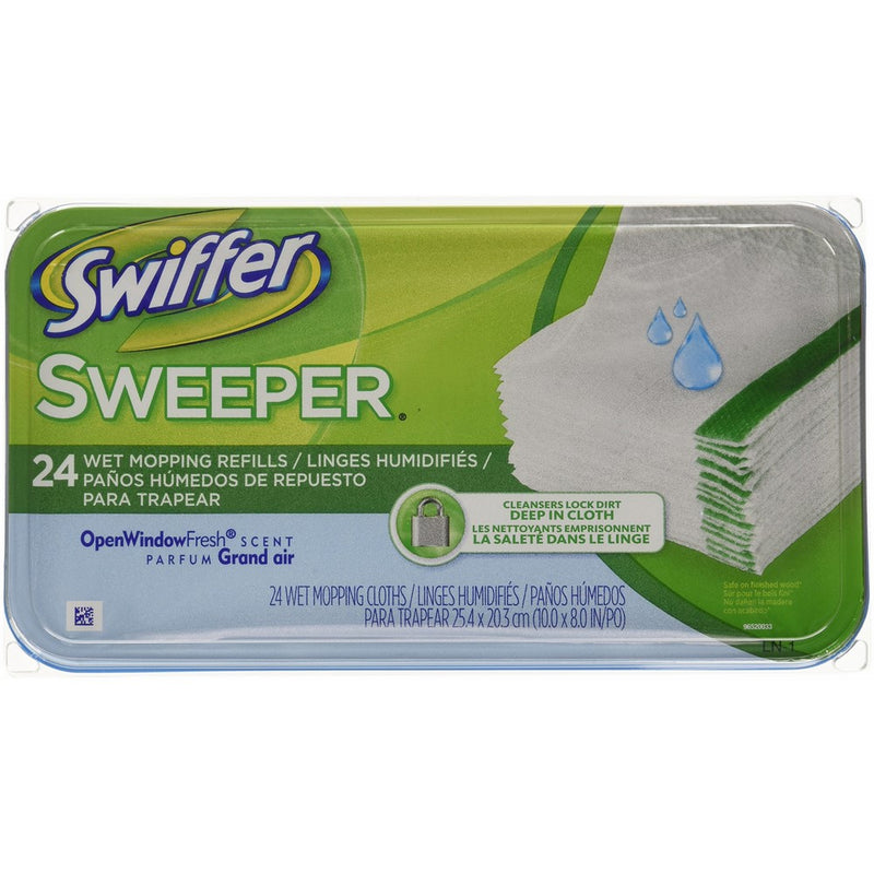 Swiffer Sweeper Wet Mopping Cloths, Mop and Broom Floor Cleaner Refills, Open Window Fresh Scent 24-Count (Pack of 6) (Packaging May Vary)