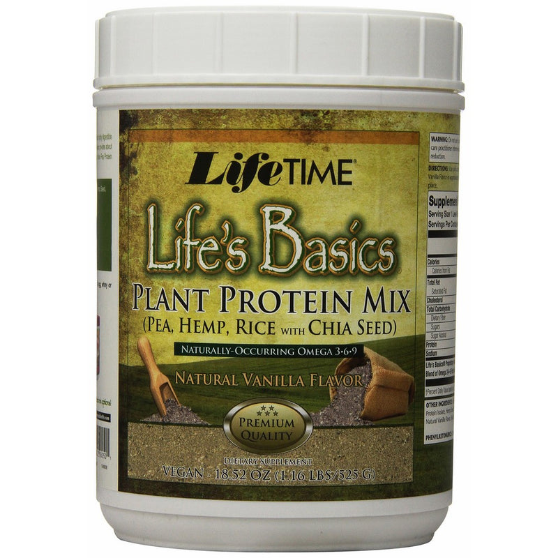 Lifetime Life's Basics Plant Protein, Vanilla, 18.52-Ounces Tub