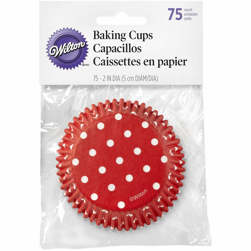 Wilton Baking Cups Standard Dots Red 75 Piece