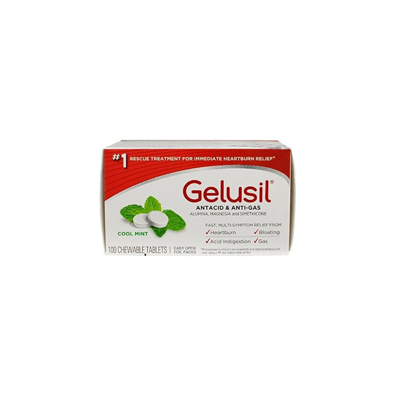 Gelusil Antacid/Anti-Gas Tablets Cool Mint, 100 Tablets (Pack of 4)