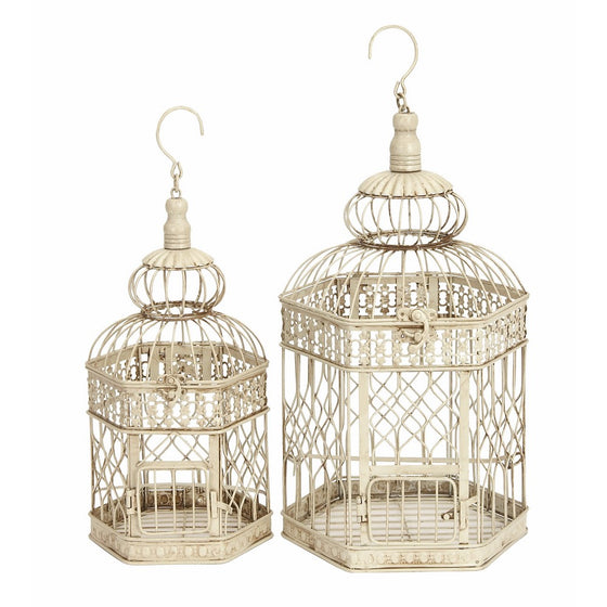 Deco 79 Metal Bird Cage, 21-Inch and 18-Inch, Set of 2