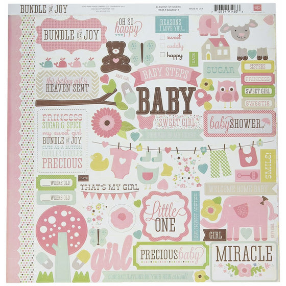 Echo Park Paper Company Bundle Of Joy Girl Cardstock Stickers 12"X12"-Element