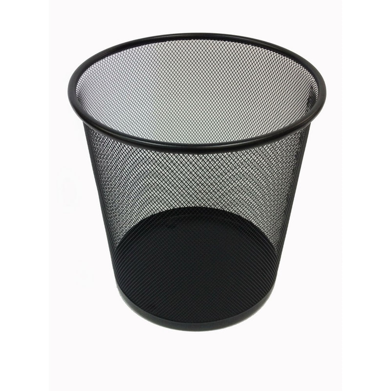 Buddy Products Mesh Round Wastepaper Basket, 10.5 x 10.5 x 11 Inches, Black (ZD023-4)