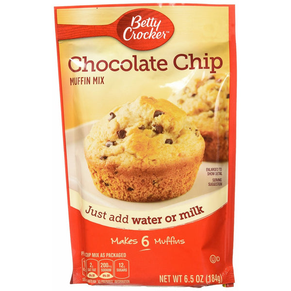 Betty Crocker Baking Mix, Chocolate Chip Muffin Mix, 6.5 Oz Pouch (Pack of 9)