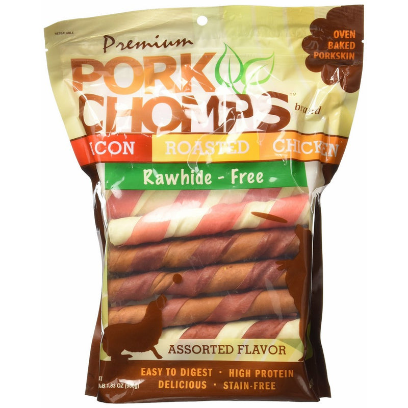 Scott Pet Products 24 Count Pork Chomps Assorted Twistz Treat, 6"