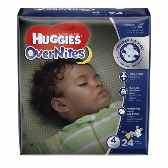 HUGGIES OverNites Diapers, Size 4, 24 ct, JUMBO PACK Overnight Diapers (Packaging May Vary)