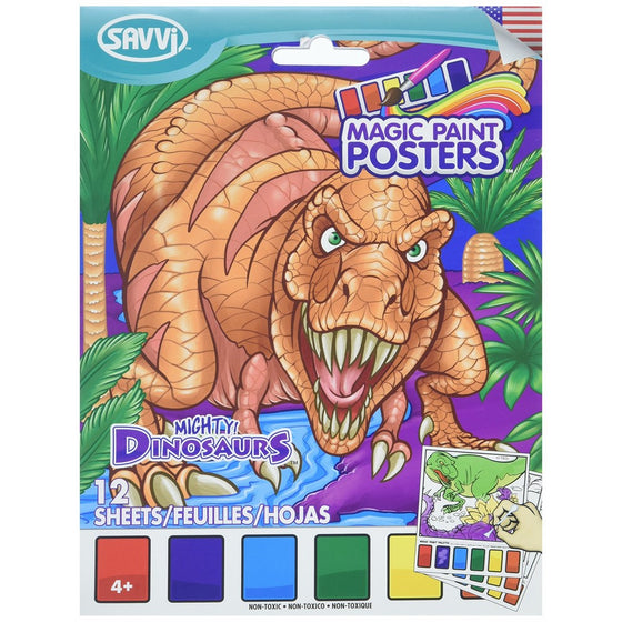 Savvi Magic Paint PostersMighty Dinosaurs (Clash of the Titans; 12 Posters, 6" x 8")