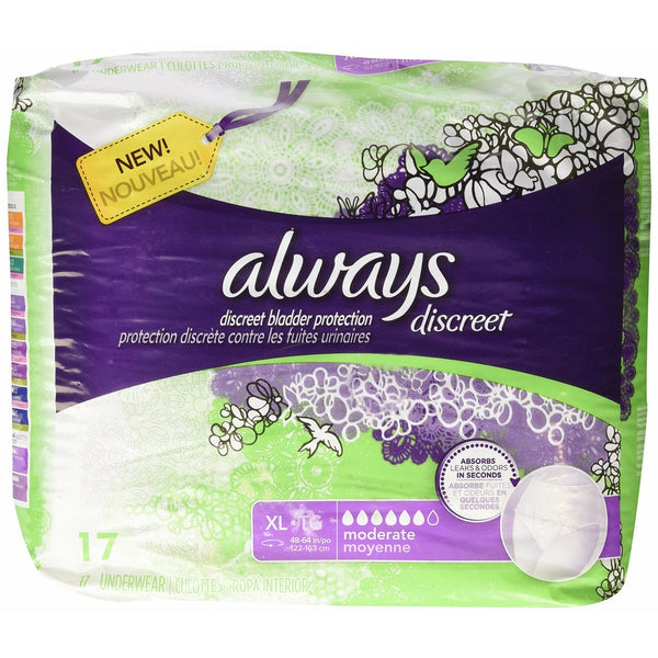 Always Discreet Incontinence Underwear, XL- 17 ct