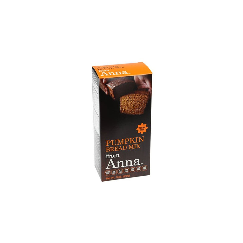 Breads from Anna, Pumpkin Bread, Gluten yeast soy rice corn dairy and nut free, 16 oz