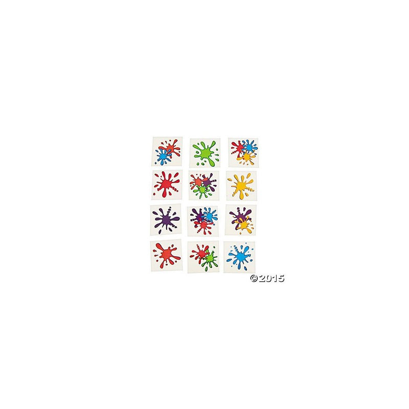 Artist Party Paint Splash Tattoos - 72 pc