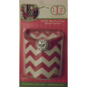 LLZ BY LockerLookz Cool Magnet Bin for School Locker, Pinkish Red Chevrons