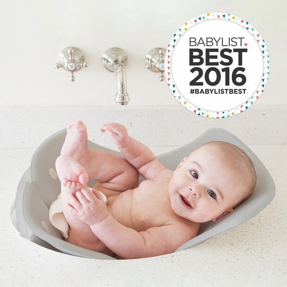 Puj Tub - The Soft, Foldable Baby Bathtub - Newborn, Infant, 0-6 Months, In-Sink Baby Bathtub, BPA free, PVC free (Grey)