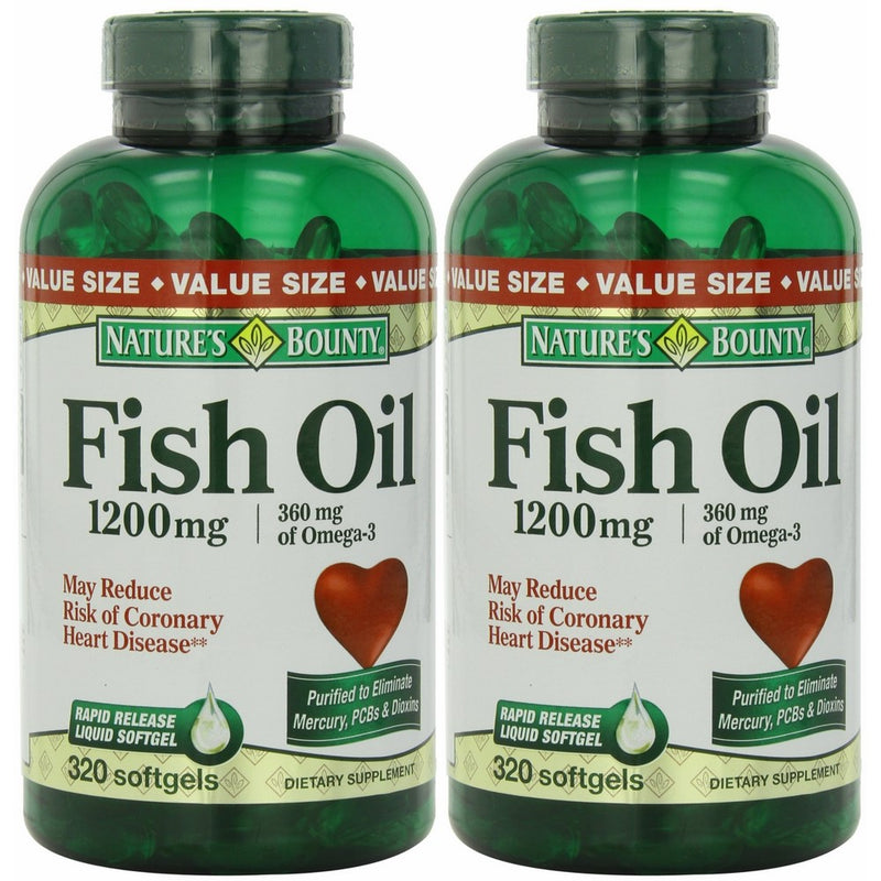 Set of 2 Nature's Bounty Fish Oil 1200 mg, 320 Softgels by Maven Gifts