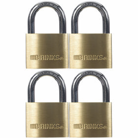 Brinks 171-40401 40mm Solid Brass Padlock, 4 Pack