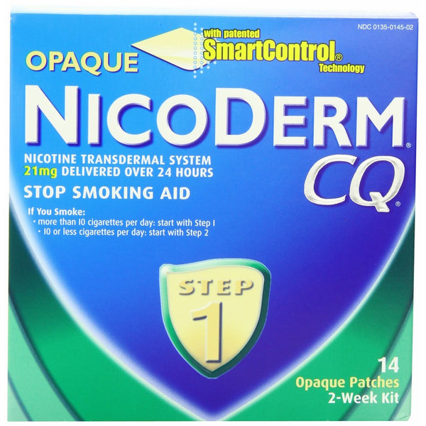 NicoDerm CQ Opaque Nicotine Patch 21 milligram (Step 1) Stop Smoking Aid 14 count