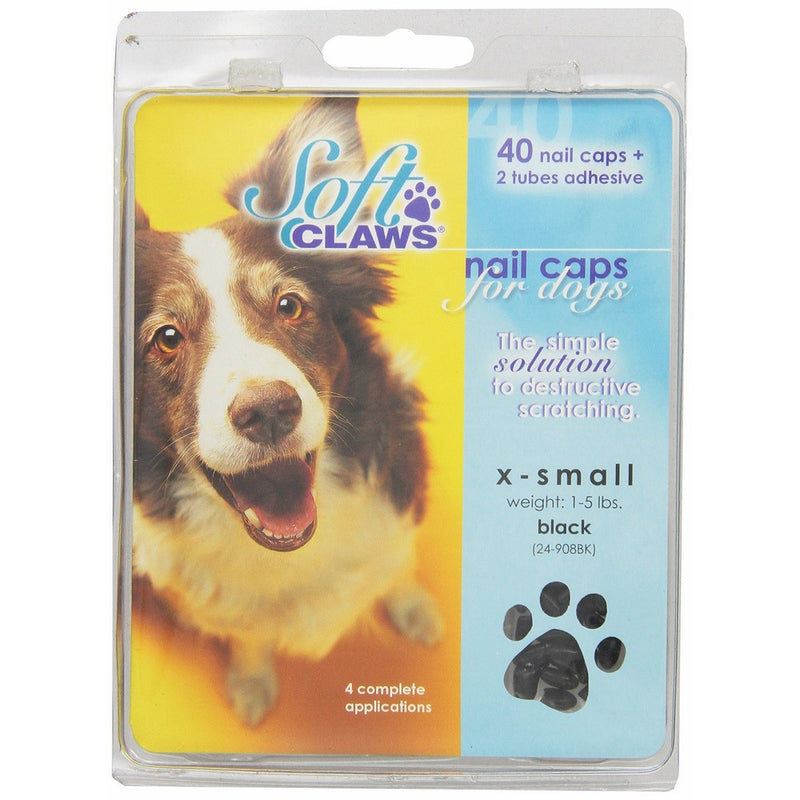Canine Soft Claws Dog and Cat Nail Caps Take Home Kit, X-Small, Black