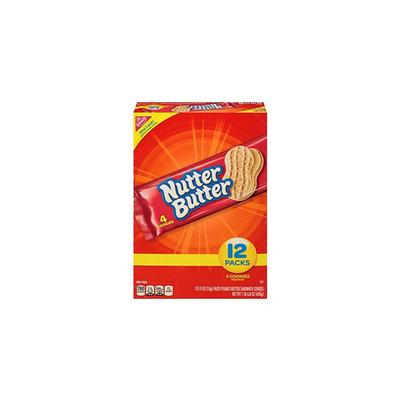 Nutter Butter Peanut Butter Sandwich Cookies, 12 Count Box, 22.8 Ounce (Pack of 4)