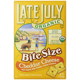 Late July Organic Bite Size Cheddar Cheese Crackers, 5-Ounce Boxes (Pack of 12)
