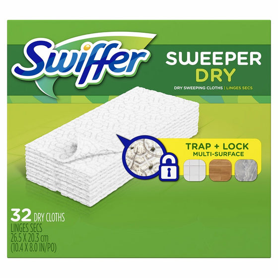 Swiffer Sweeper Dry Sweeping Pad Refills for Floor mop Unscented 32 Count (Pack of 3)