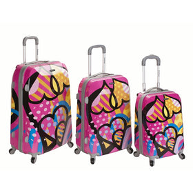 Rockland Luggage Vision Polycarbonate 3 Piece Luggage Set, Love, One Size