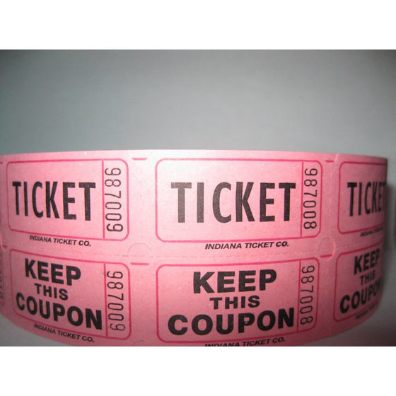 Indiana Ticket Company Raffle Tickets 2000 Per Roll, Pink