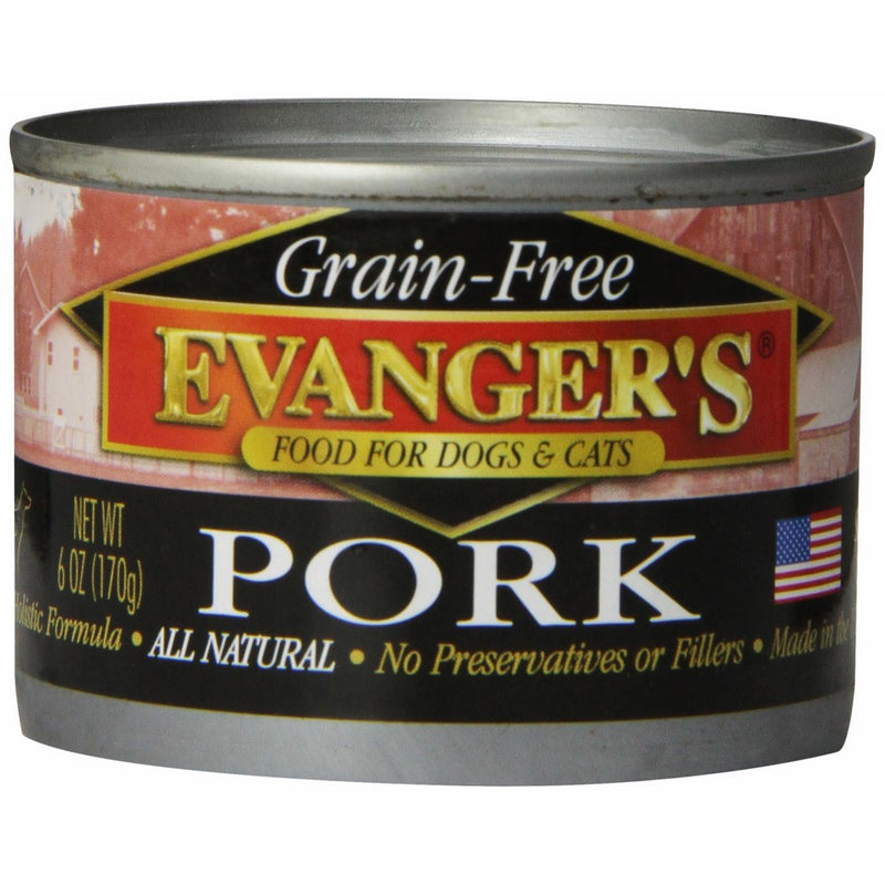 EVANGER'S 776285 24-Pack Grain Free Pork for Dogs and Cats, 6-Ounce