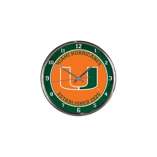 WinCraft NCAA Miami Hurricanes Chrome Clock, 12" x 12"